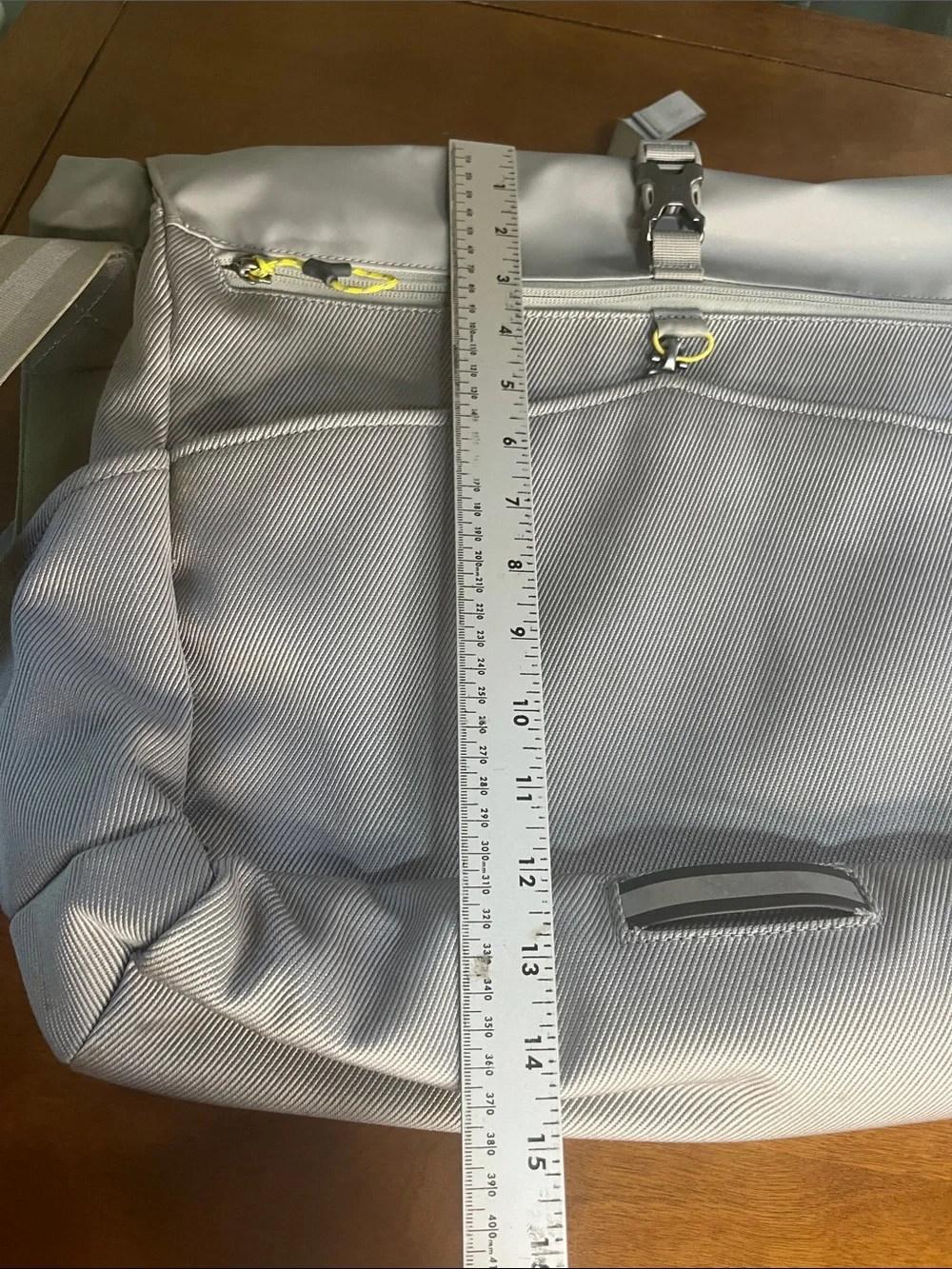 Marmot Light Gray Roll-Top Laptop Messenger Bag with Yellow Accents